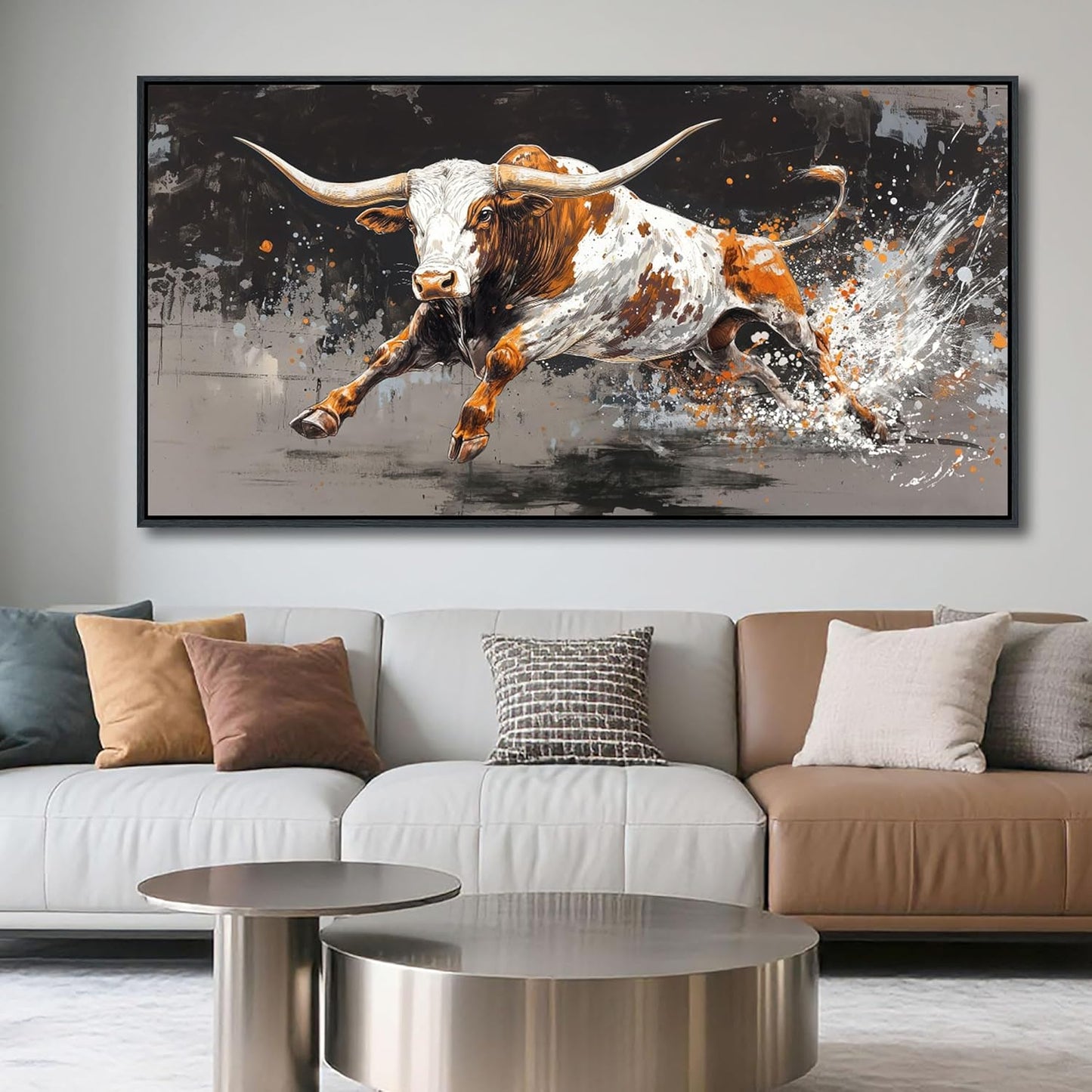 Highland Cow Wall Art - Farmhouse Cow Pictures Wall Decor - Rustic Canvas Wall Art for Country Decor - Large Pictures for Living Room -Framed Artwork for Walls 29×58IN