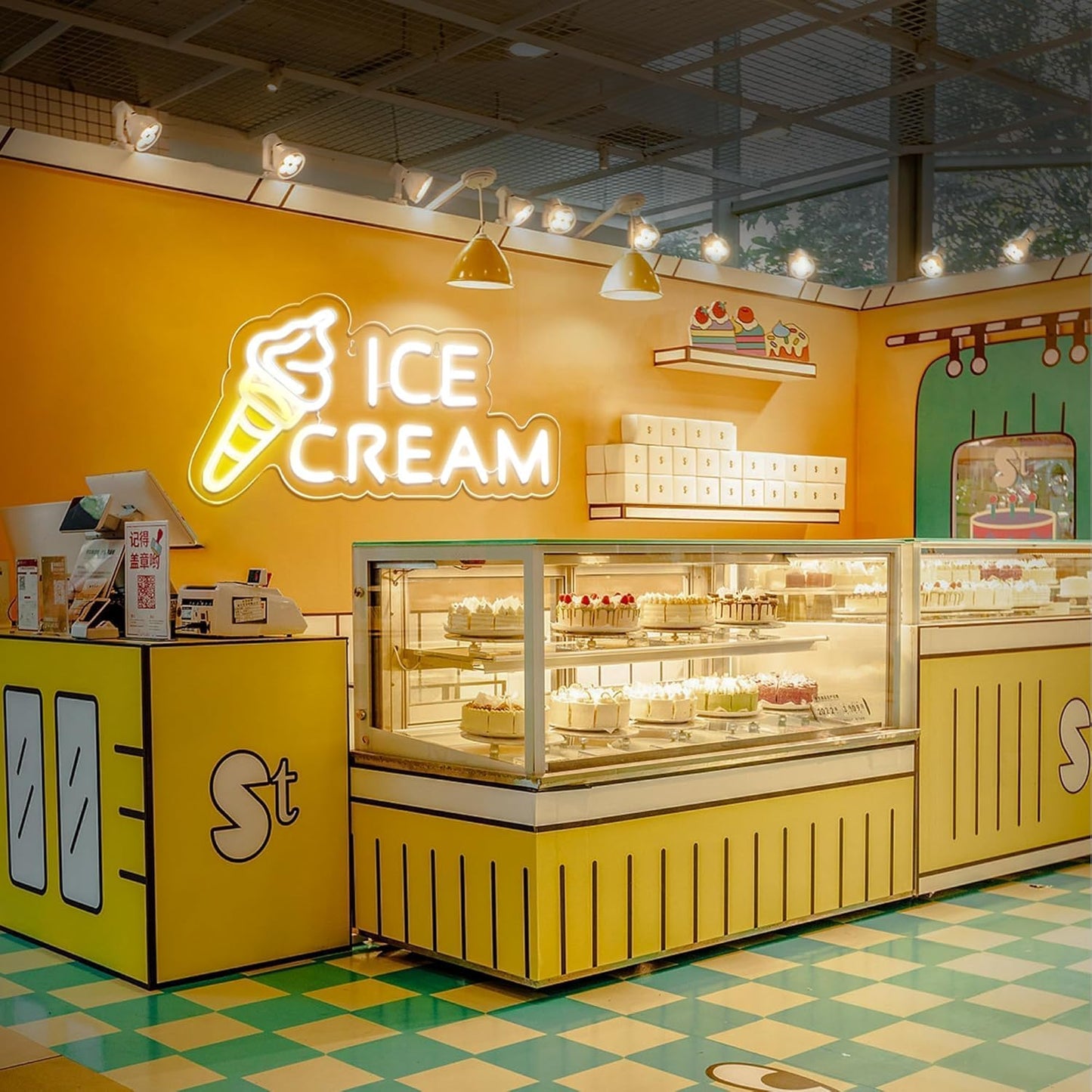 Ice Cream Neon Sign for Wall Decor,Ice Cream Neon Sign for Shop decor,Business Dessert LED light for Bar,Party,Bedroom Decoration,Birthday Christmas Decor,Size16.1 * 8.3 inch(JTLD022)