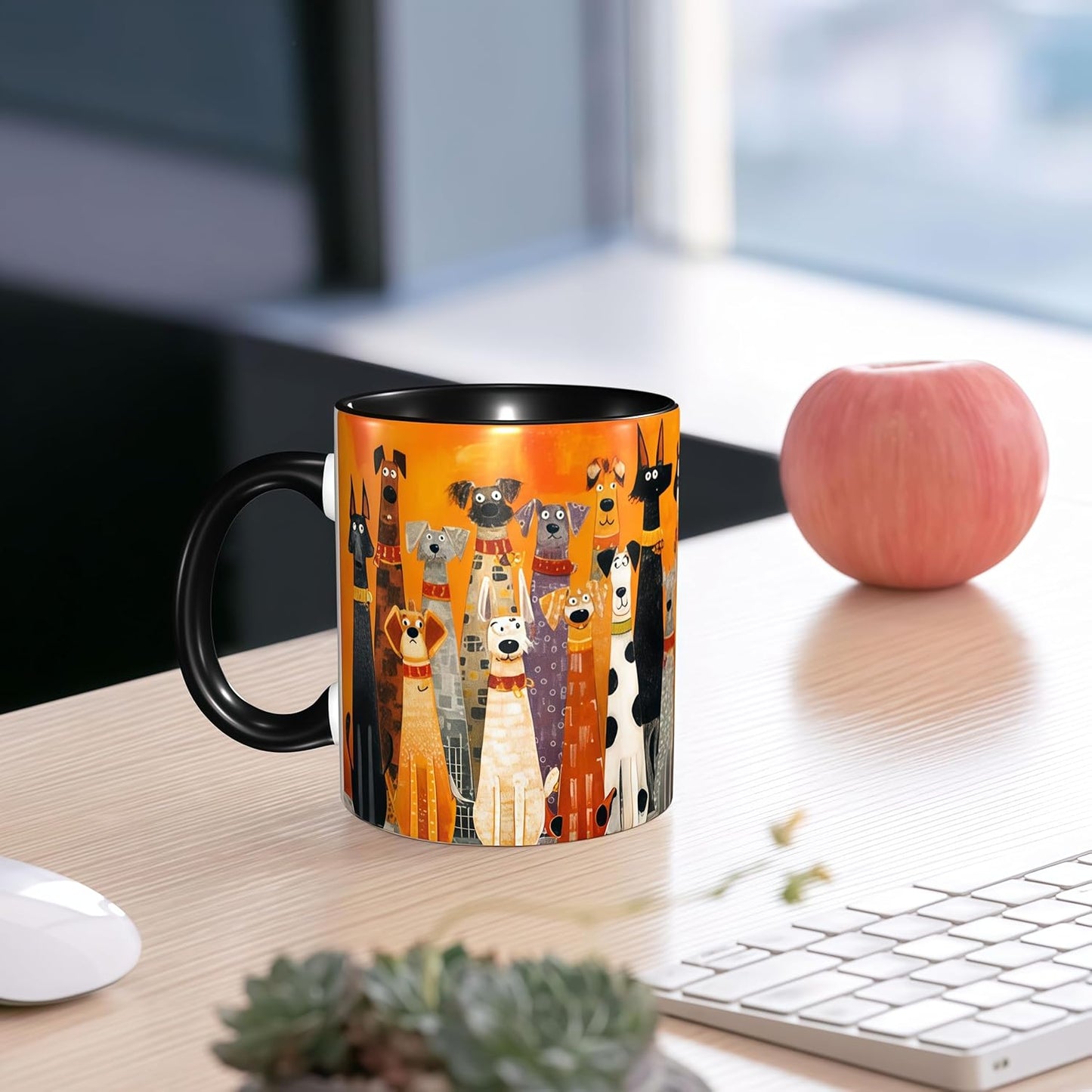 FyLybois Dog Coffee Mug Ceramic Coffee Cup with Handle Microwave Safe for Home or Office Gifts for Women and Men