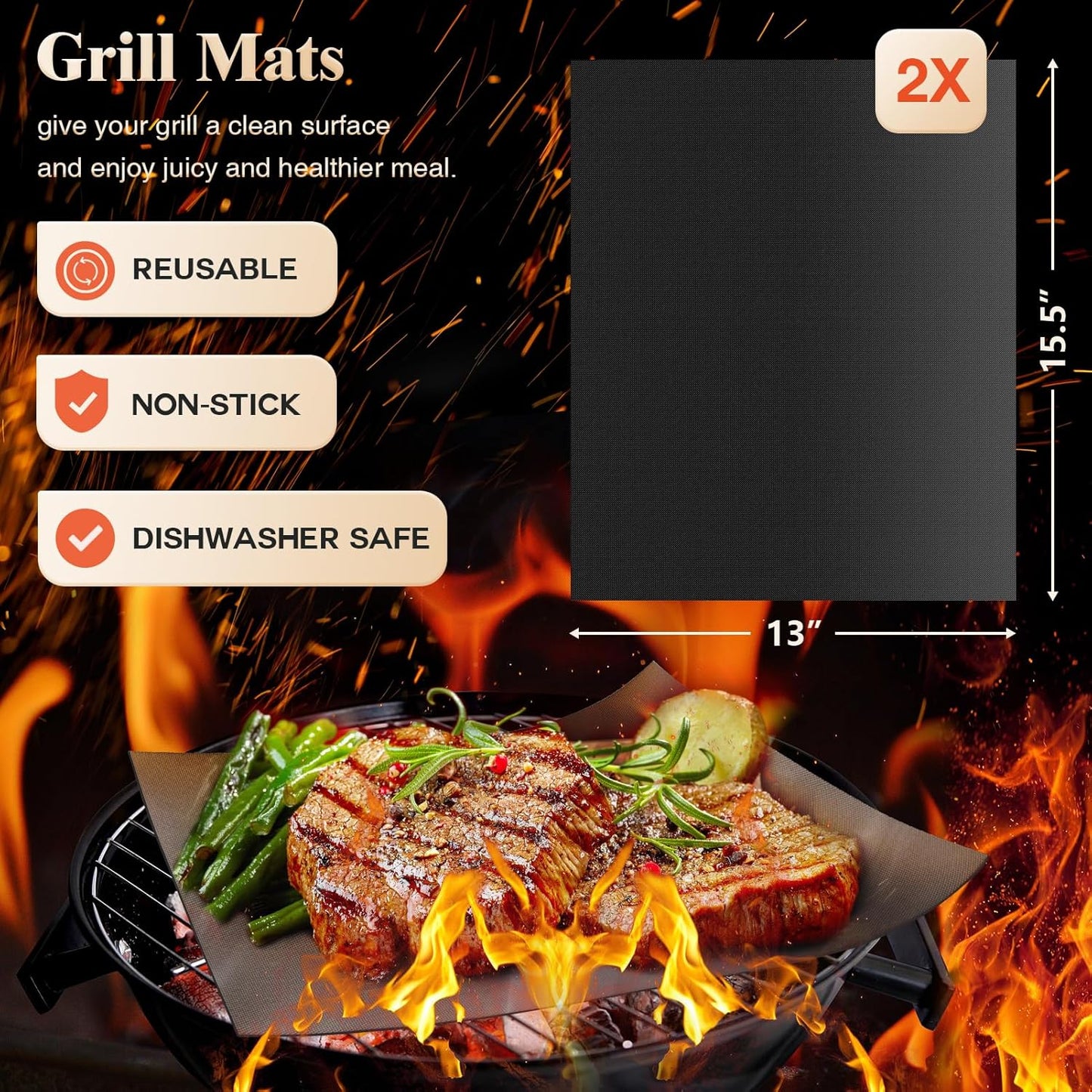 ROMANTICIST 26pcs Stainless Steel Grill Tool Set, Heavy Duty BBQ Grilling Accessories Gifts for Men Dad, Non-Slip Grill Utensils Kit with Apron, Thermometer, Mats in Aluminum Case for Christmas Brown