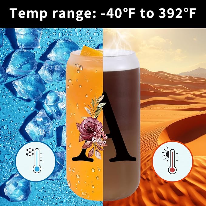 Monogrammed Glass Drinking Cup With Lid Straw Women Men White Elephant Gifts Adult Christmas Funny Unique Good Hilarious Unisex Secret Santa Exchange Christian Religious Catholic Baptism Pastor