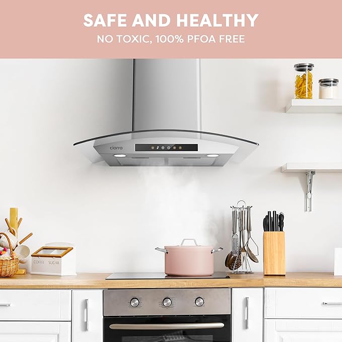 CIARRA Nonstick Dutch Oven with Lid, 6.2 QT Ceramic Dutch Oven with Dual Handles, Non Toxic, PTFE & PFOA Free, Oven Safe & Compatible with All Stovetops, Pink