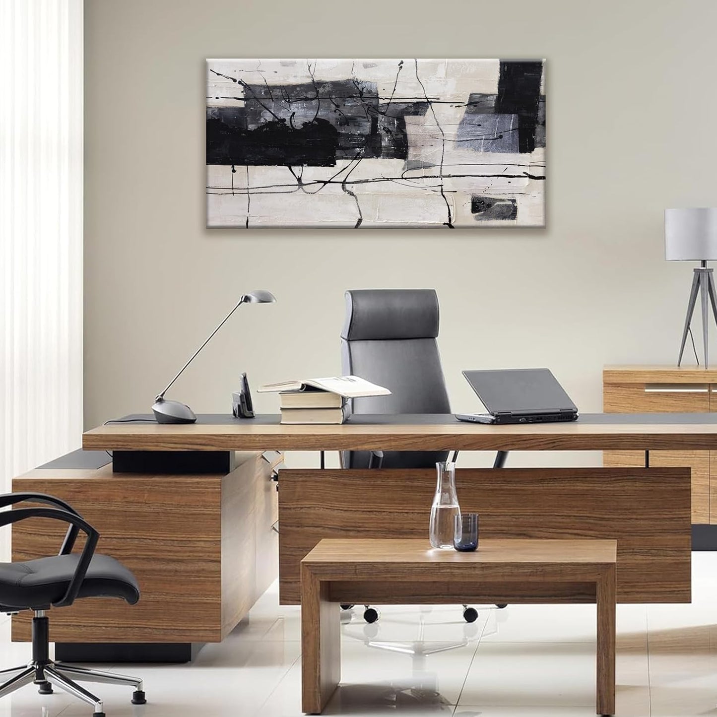 Black And White Abstract Wall Art Small Size Home Decor Artwork abstract wall decor Modern Minimalist Canvas Art Wall Decor Bedroom Office Wall Decor 20"X40"