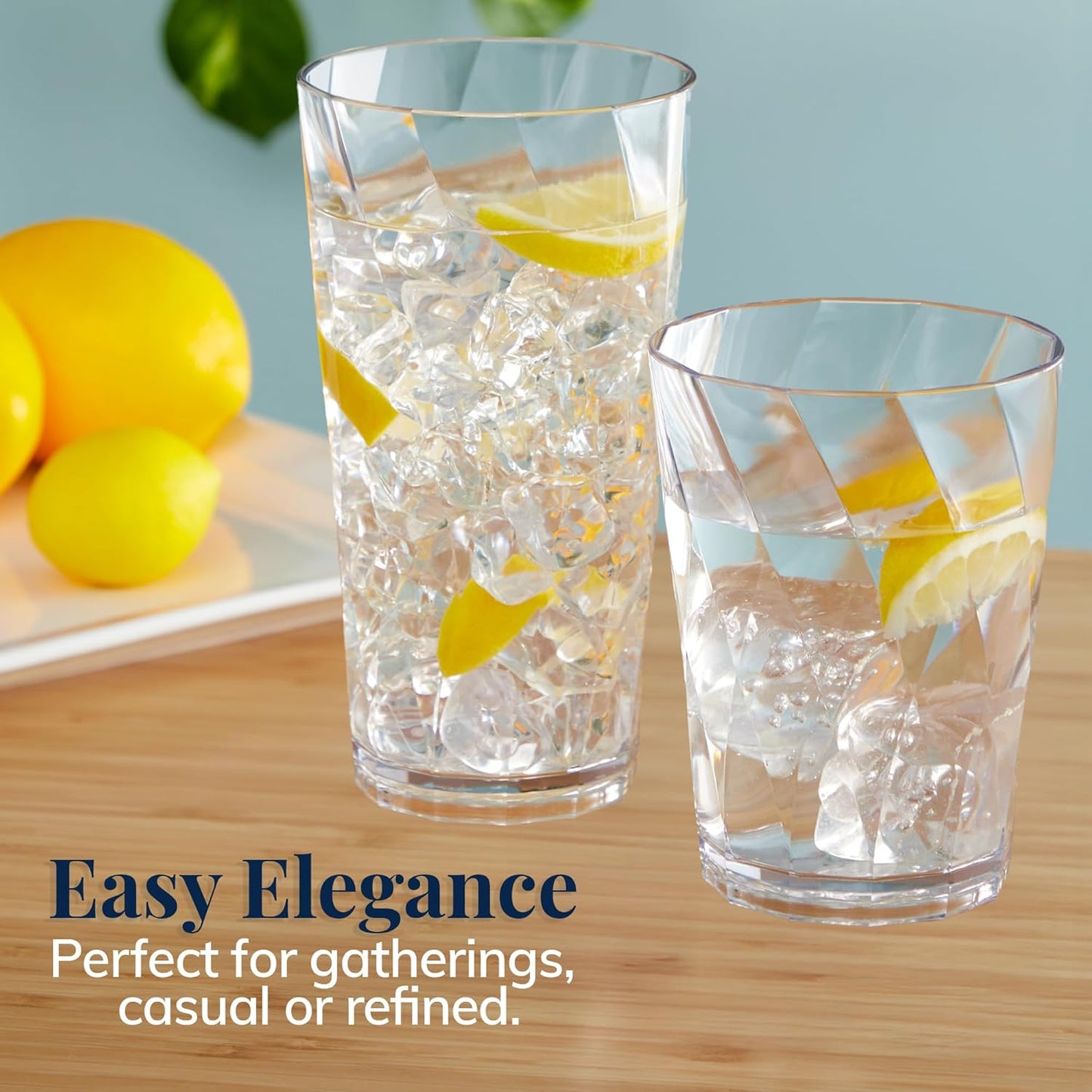 US Acrylic Optix Plastic Reusable Drinking Glasses (Set of 16) 14oz Rocks & 20oz Water Cups in Clear | BPA-Free Tumblers, Made in USA | Top-Rack Dishwasher Safe