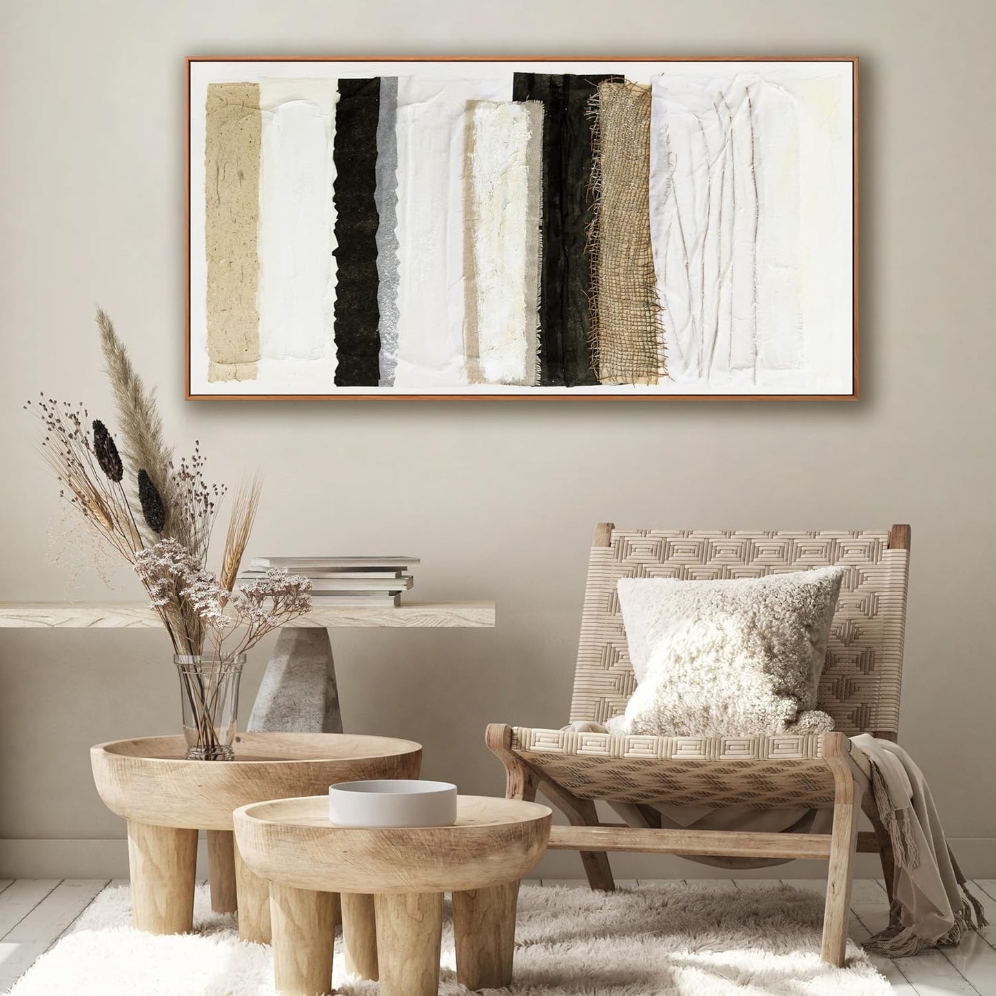 Abstract Canvas Wall Art Decor Maximalist Home paintings Decor Wall Art Prints Modern Framed Wall Decorations Multicolor Overlapping Strips Artwork 20×40 inch for Living Room Wall Bedroom Kitchen Office Decor