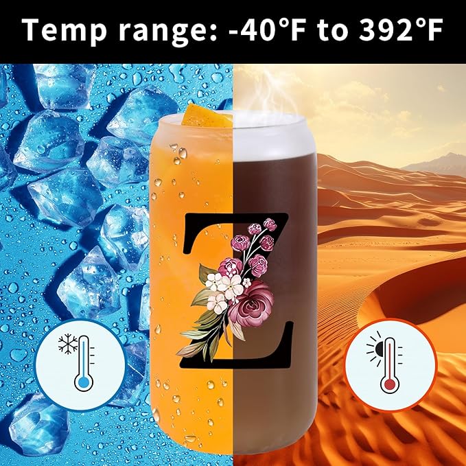 Monogrammed Glass Drinking Cup With Lid Straw Women Men Teacher Gifts Female Male Preschool Kindergarten Pre K Prek Middle High School First Year 1st 2nd 3rd 4th 5th Grade,Z