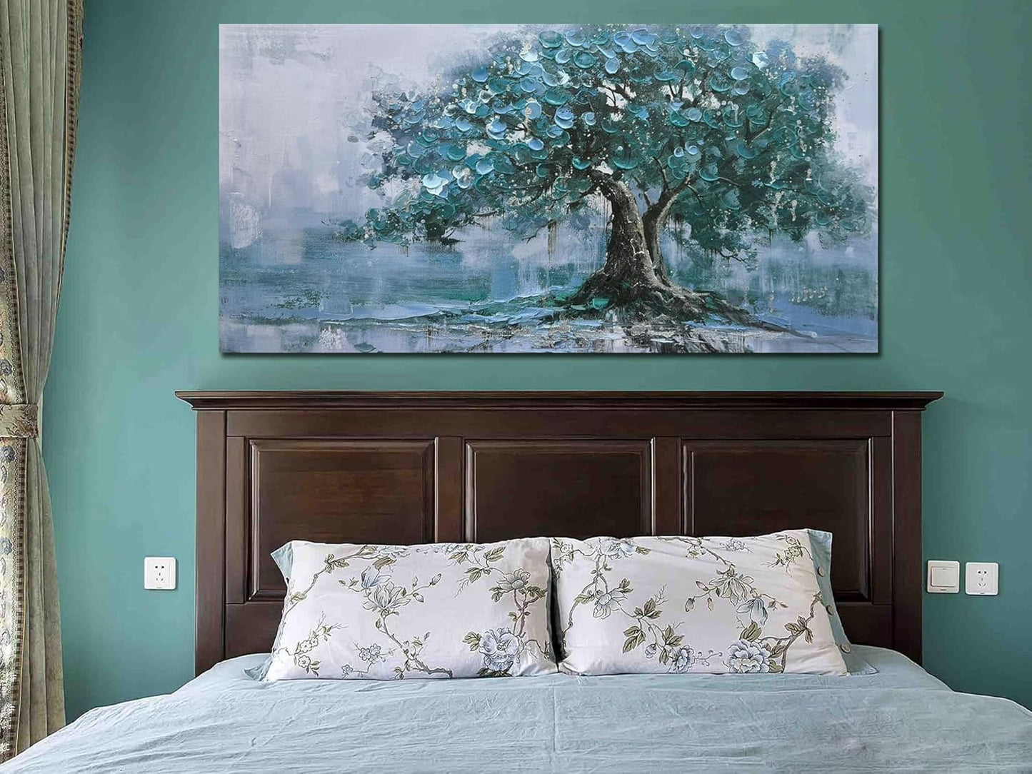 Ardemy Tree Canvas Wall Art for Living Room Teal Tree of Life Bedroom Pictures Paintings Wall Decor Large Artwork for Walls Home Office Dining Room Kitchen, 40"x20"
