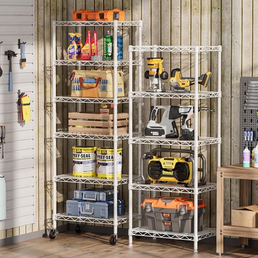 SINGAYE 5 Small Wire Shelves Kitchen Pantry Close Home Organizers and Storage Bathroom Shelf Laundry Room Organization Adjustable Book Metal Garage Shelving Unit