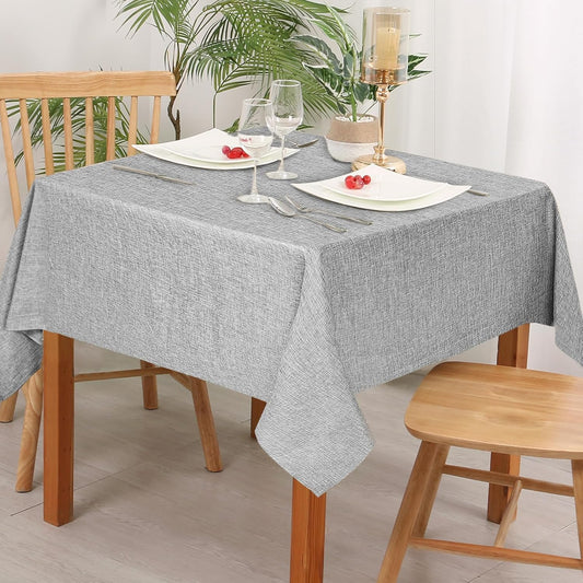 Hiasan Faux Linen Square Tablecloth - Wrinkle and Stain Resistant Washable Table Cloth for Kitchen Dining Room Holiday Table Cover for Dinner, Light Grey, 54 x 54 Inch