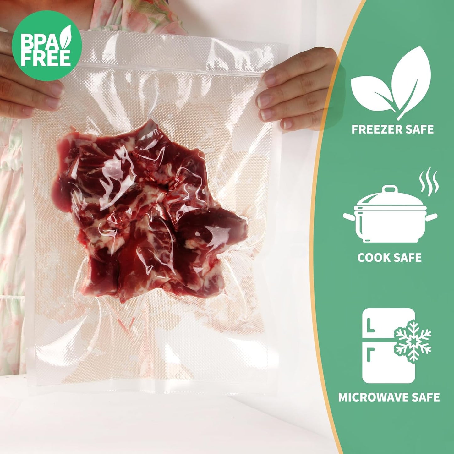 VanruVida Small Pint Size Vacuum Sealer Bags, 50 Count 5” x 8”,BPA Free,Commercial Grade Textured PreCut Bag with Double Tear Notches, Perfect for Food Storage, Freezer, Meal Prep, or Sous Vide