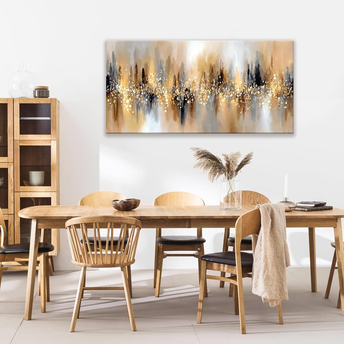 Tsomzxng Canvas Art Wall Decor Gold Abstract Wall Art For Living Room Modern Abstract Art Painting Gold Wall Art Prints Pictures For Bedroom Hotel Home Decoration 24 X 48 Inch