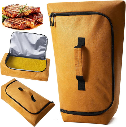 BBQ Blanket for Resting Meat, Leak-Proof & Reusable Insulated Meat Resting Bag, 270° Top Open Design for Large Briskets, Pork Shoulders, Steaks, Meat Smoking Accessories Gifts for Men, BBQ Lovers.