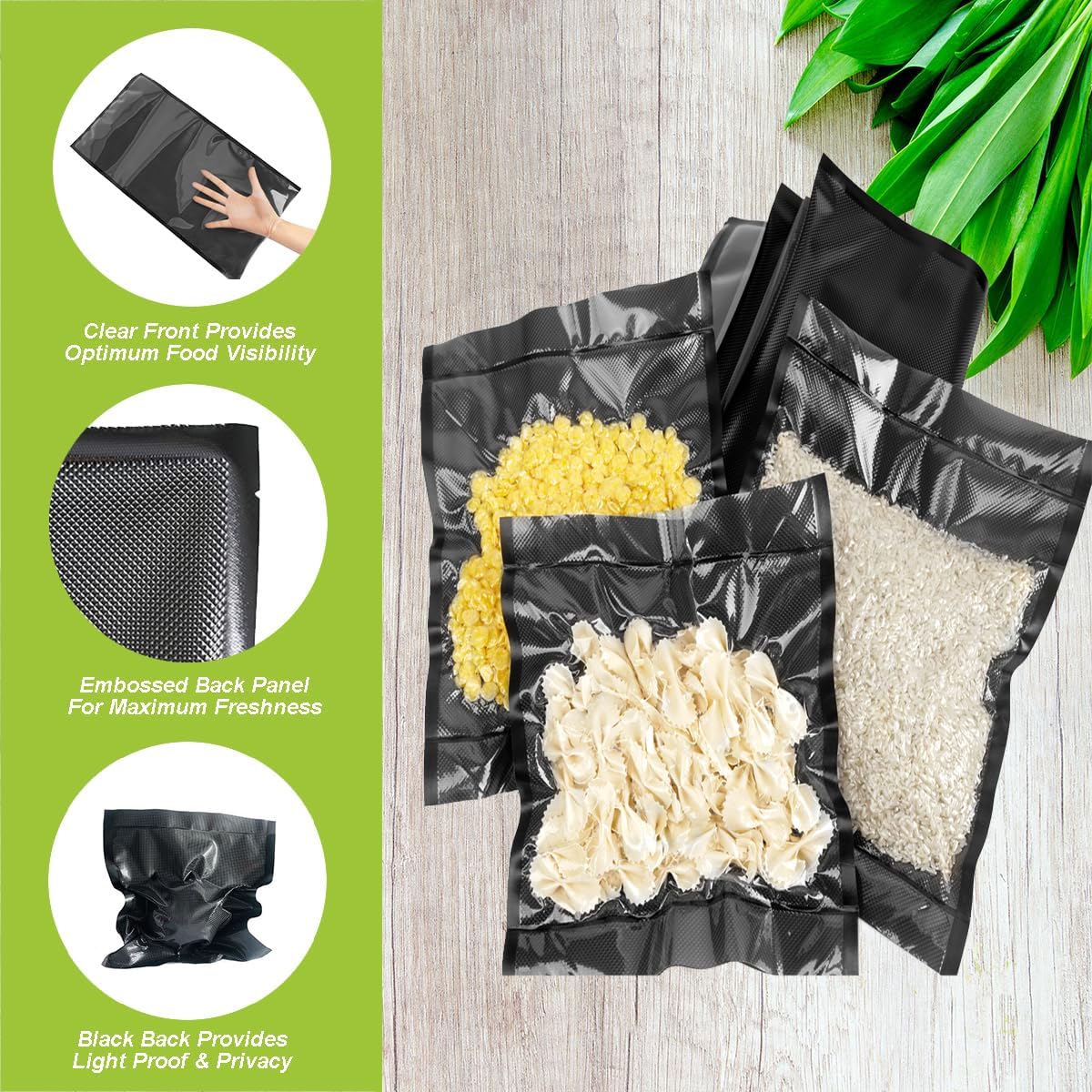 11" x 19.5' (Total 39 Feet) Vacuum Seal Bags Black and Clear, Vacuum Sealer Bags for Food Storage, Heavy Duty Commercial Grade 5 Mil Vacuum Bags, 2 Rolls