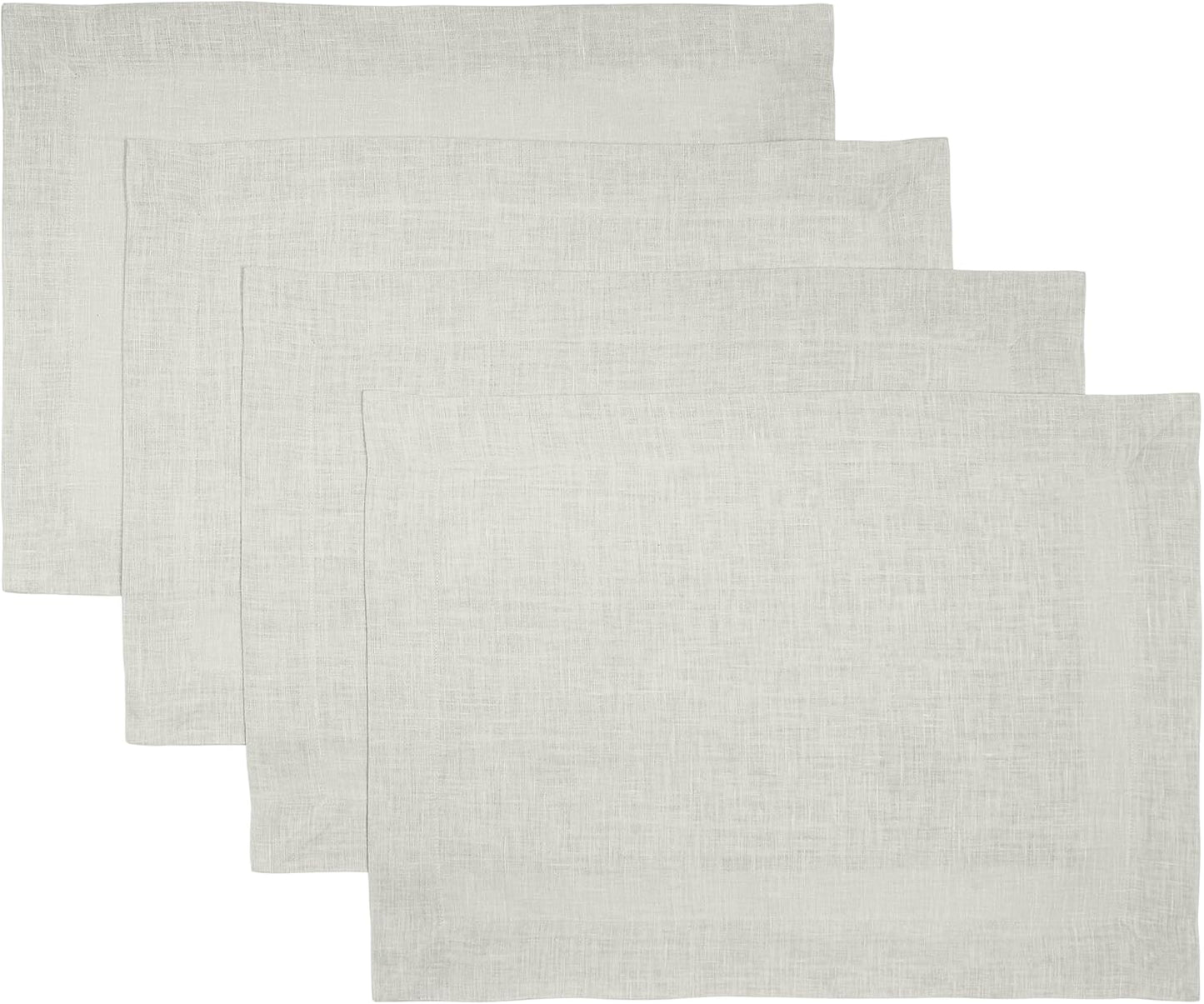 D'Moksha Homes Linen Placemats 14 x 19 Inch - Silver Grey Placemats Set of 4-100% Pure Linen Table Place Mats for Fall, Autumn and Halloween - Handcrafted and Machine Washable