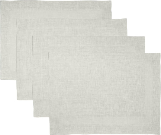 D'Moksha Homes Linen Placemats 14 x 19 Inch - Silver Grey Placemats Set of 4-100% Pure Linen Table Place Mats for Fall, Autumn and Halloween - Handcrafted and Machine Washable
