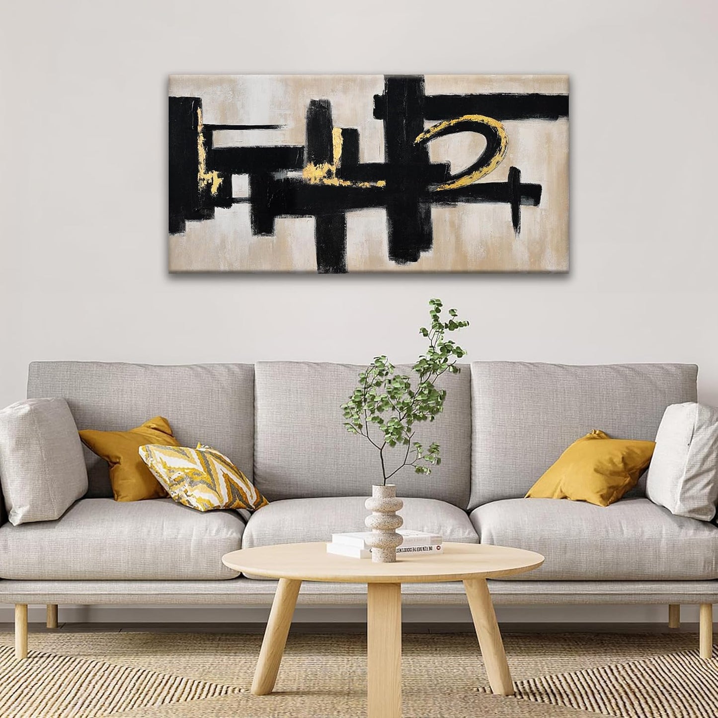 QSQ Black Abstract Wall Art Minimalist Canvas Art Wall Decor Paintings Artwork For Walls Modern Abstract Art Prints Picture For Bedroom Hallway Office Home Wall Decor 20 x 40 In