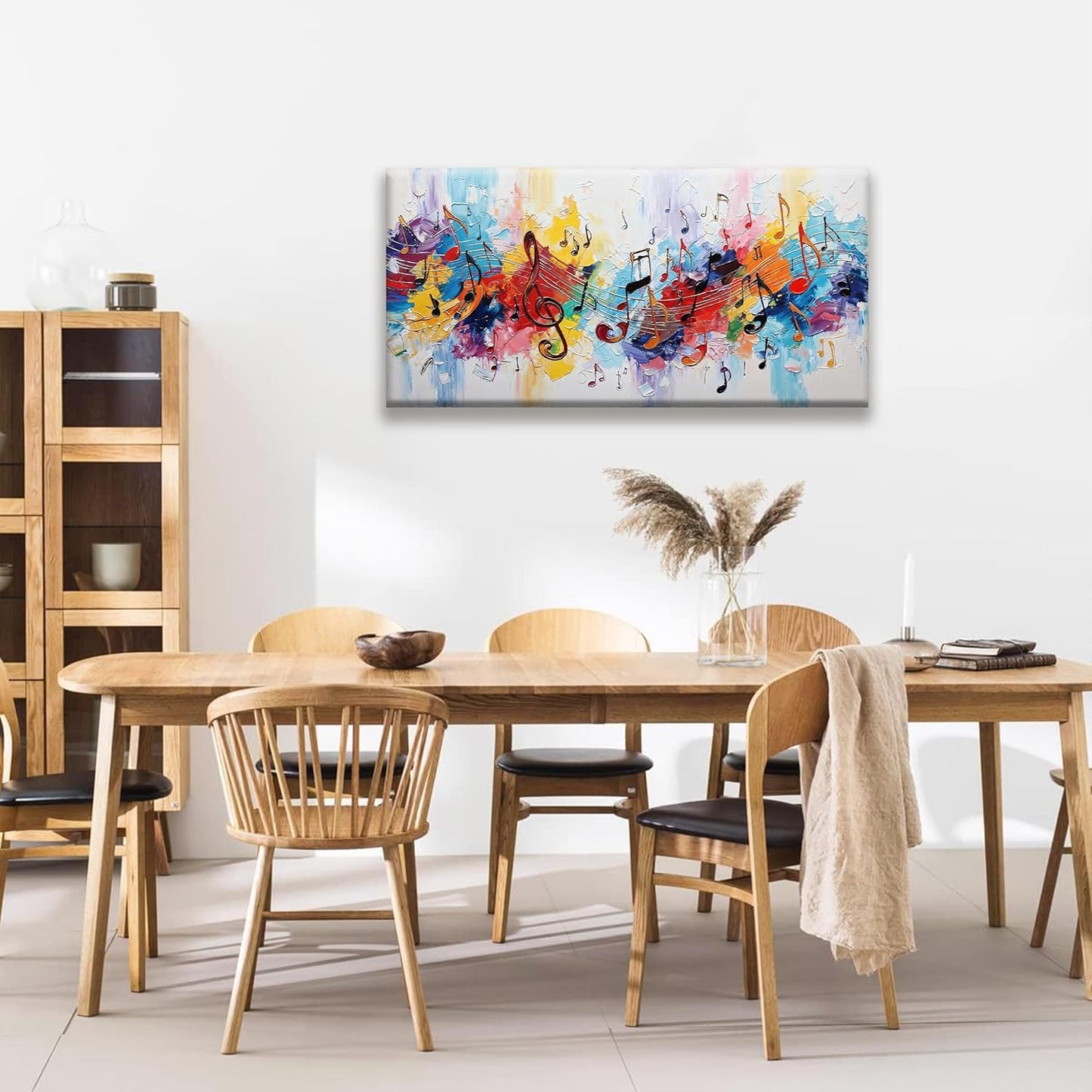 Suconvng Abstract Canvas Art Wall Decor Painting Home Wall Decorations Colorful Musical Note Abstract Wall Art Print Picture For Bedroom Kitchen Office Artwork 20 X 40 Inch