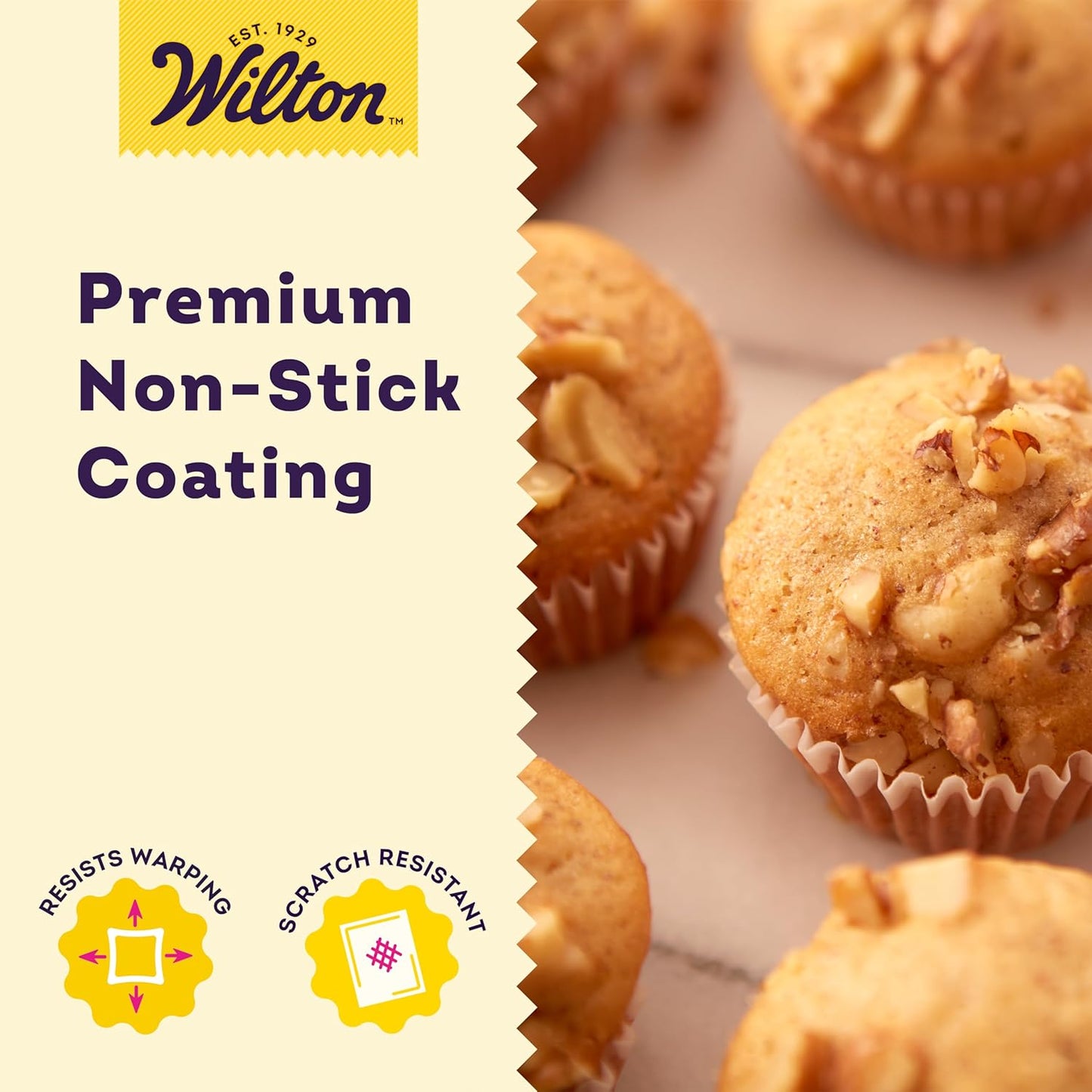Wilton Gold Non-Stick 24-cup Muffin Pan, Stainless Steel Bakeware, Made without PFAs, 16 x 10 x 1 in., Packaging may Vary