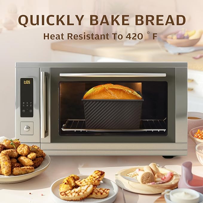 KITESSENSU Carbon Steel Pullman Loaf Pan with Lid, 1 lb Dough Capacity, Black, Non-Stick, Bread and Toast