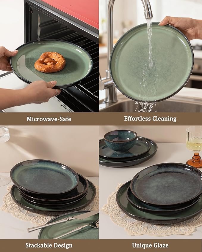 Dinnerware sets plates and bowls sets modern plates stoneware dinnerware set Plates and Bowls Set for 4, 12 Pieces Dishes,Microwave and Dishwasher Safe Tableware (style - 4, 4 - Set (12pcs))