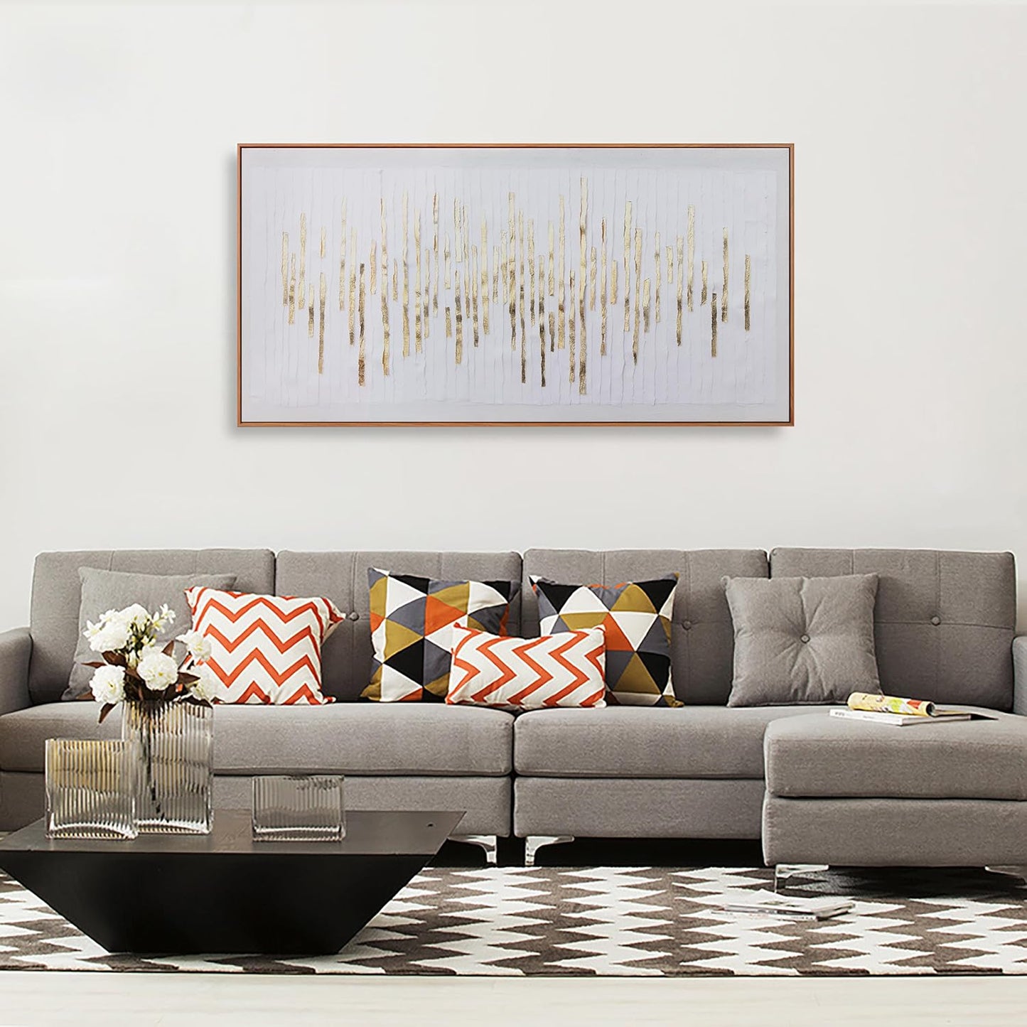 Wall Art Framed Artwork Wall Decor White Background Golden Decoration Golden Years Abstract Morden Canvas Painting For Bedroom Living Room Office Home Decor 20"X40"