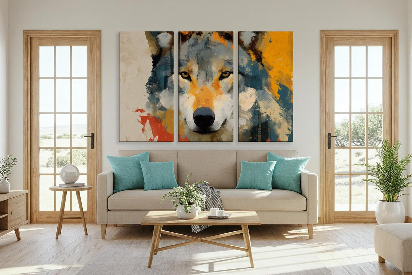 Wildlife Canvas Prints - Wild Animals Home Decor - Medium, Large, and Extra Large Wall Art for Living Room, Bathroom, Kitchen (Primal Palette, 63L" x 94W"- 3 Panels)