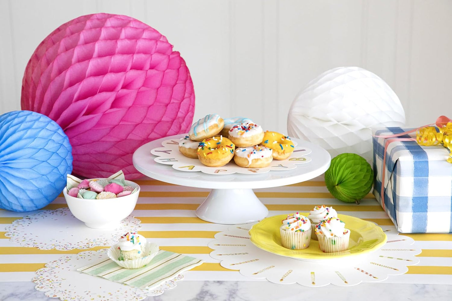 Disposable Marigold Striped Table Runner - Paper Table Runner Roll for Parties or Weddings - American Made