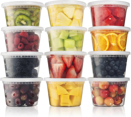Perfect Settings 16 oz Deli Containers with Lids [40 Sets] Leakproof, Microwavable, Freezer, Dishwasher Safe, Pint Size Plastic Food Storage Container