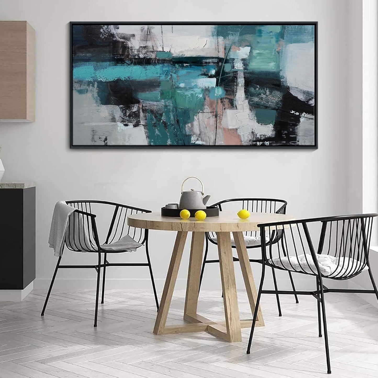 YDYSUNE Teal and Grey Abstract Canvas Wall Art Geometric Turquoise Blue Prints Artwork for Living Room Bedroom Wall Decoration Modern Artwork for Living Room Office Bedroom Home Decoration 29×58IN