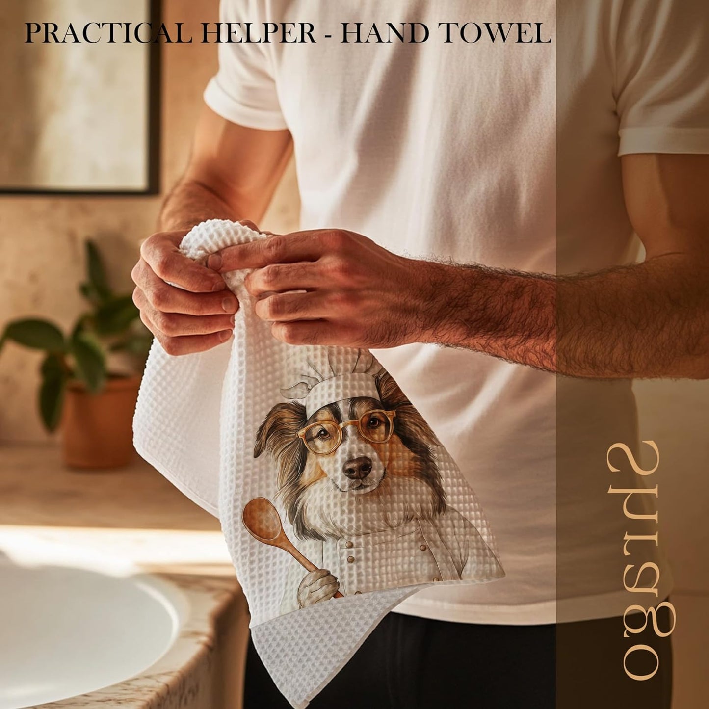Funny Collie Dog Kitchen Towels, Collie Gifts for Women Dish Tea Towels for Kitchen, Dog Lovers Mom Dad Owner Gifts Decorative Hand Towels, 16x24 Inch