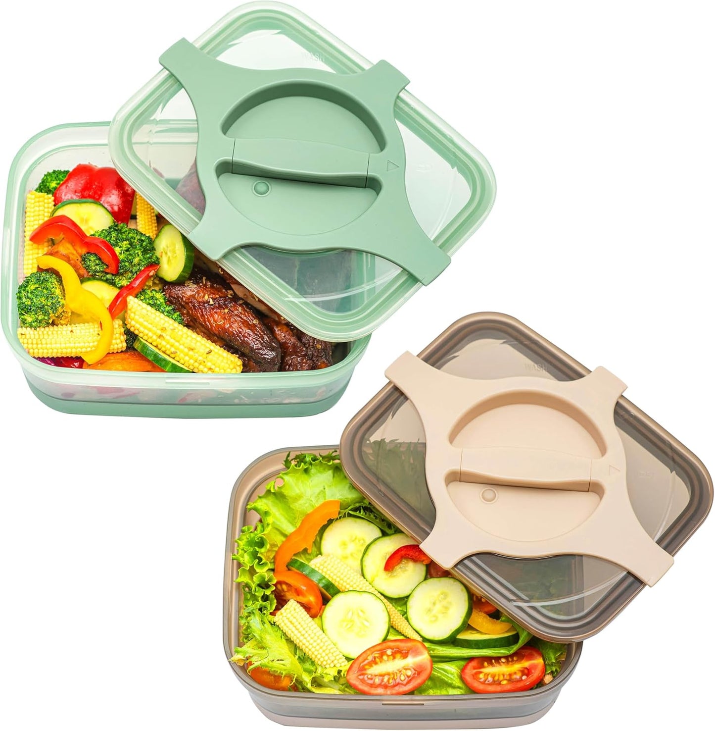 Bento Lunch Box Pack of 2 Leakproof Salad and Meal Prep 3 Cups 25.5oz Container Twistlock Lid Reusable Portable, Microwave and Dishwasher Safe BPA-Free For Work