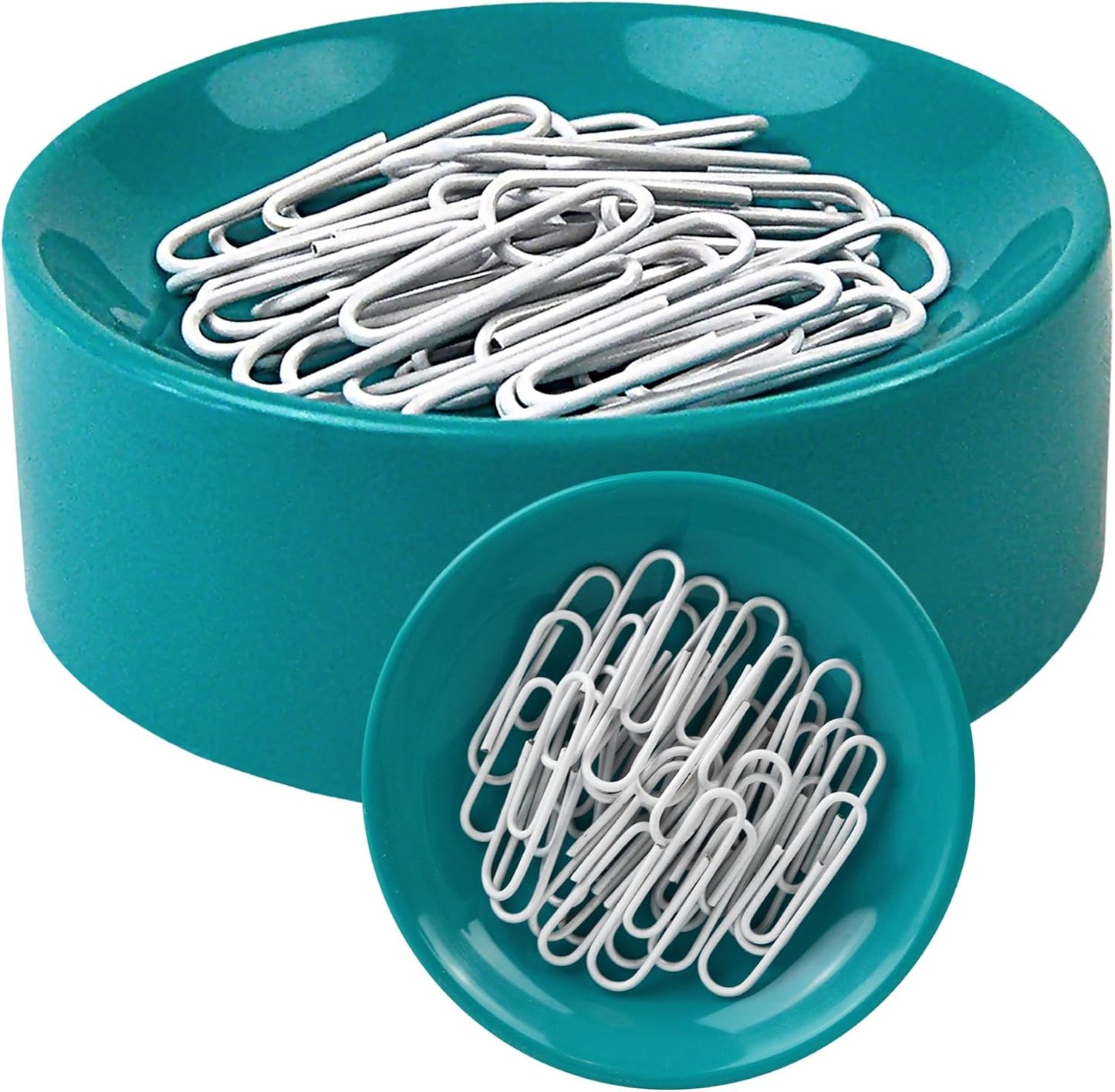 Clipwell Magnetic Paper Clip Holder - Easy Toss & Pick-Up - Holds Various Metal Parts - Powerful Sweep-Up Magnet - Ideal Locker Accessory & Home & Office Organizer - Turquoise