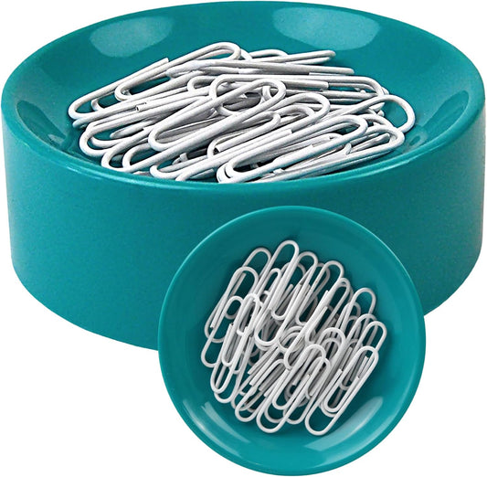 Clipwell Magnetic Paper Clip Holder - Easy Toss & Pick-Up - Holds Various Metal Parts - Powerful Sweep-Up Magnet - Ideal Locker Accessory & Home & Office Organizer - Turquoise