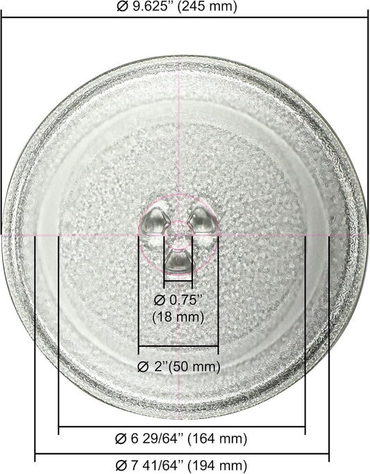 HQRP 9.6" Glass Turntable Tray for Microwave Oven Cooking Plate, 9.6 inch