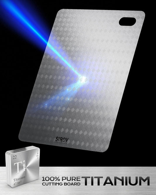 Titanium Cutting Board, 100% Pure Titanium Cutting Boards for Kitchen, Non Toxic Food-Grade Chopping Board, Hygienic, Dishwasher Safe, Chessboard Pattern Cutting Board 13”L*10”W