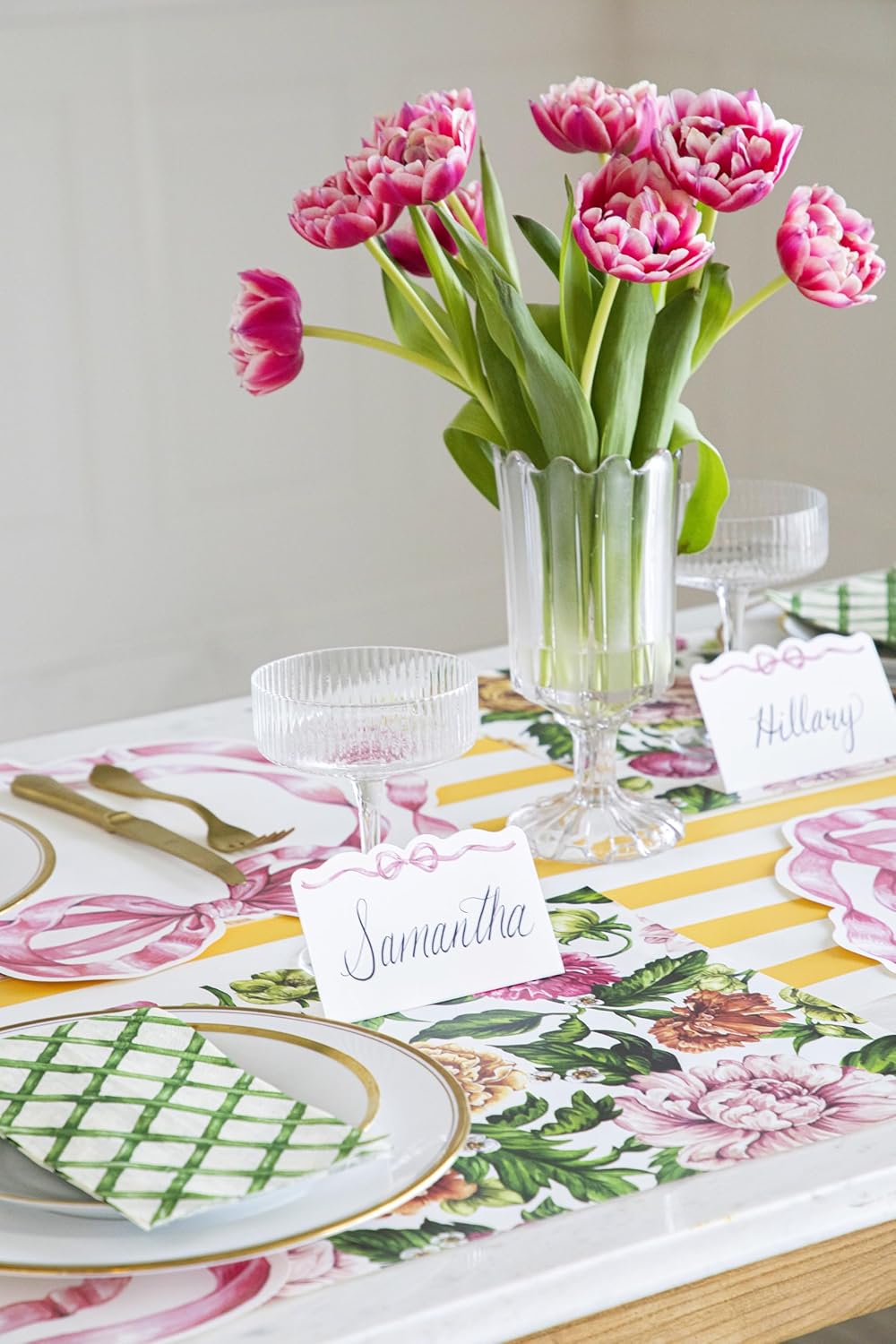 Disposable Marigold Striped Table Runner - Paper Table Runner Roll for Parties or Weddings - American Made