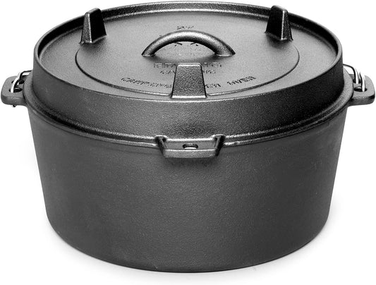 Pre-Seasoned Cast Iron Camping Dutch Ovens, Outdoor Camping Dutch Oven Pot with Lid Tripod, 6 Quart