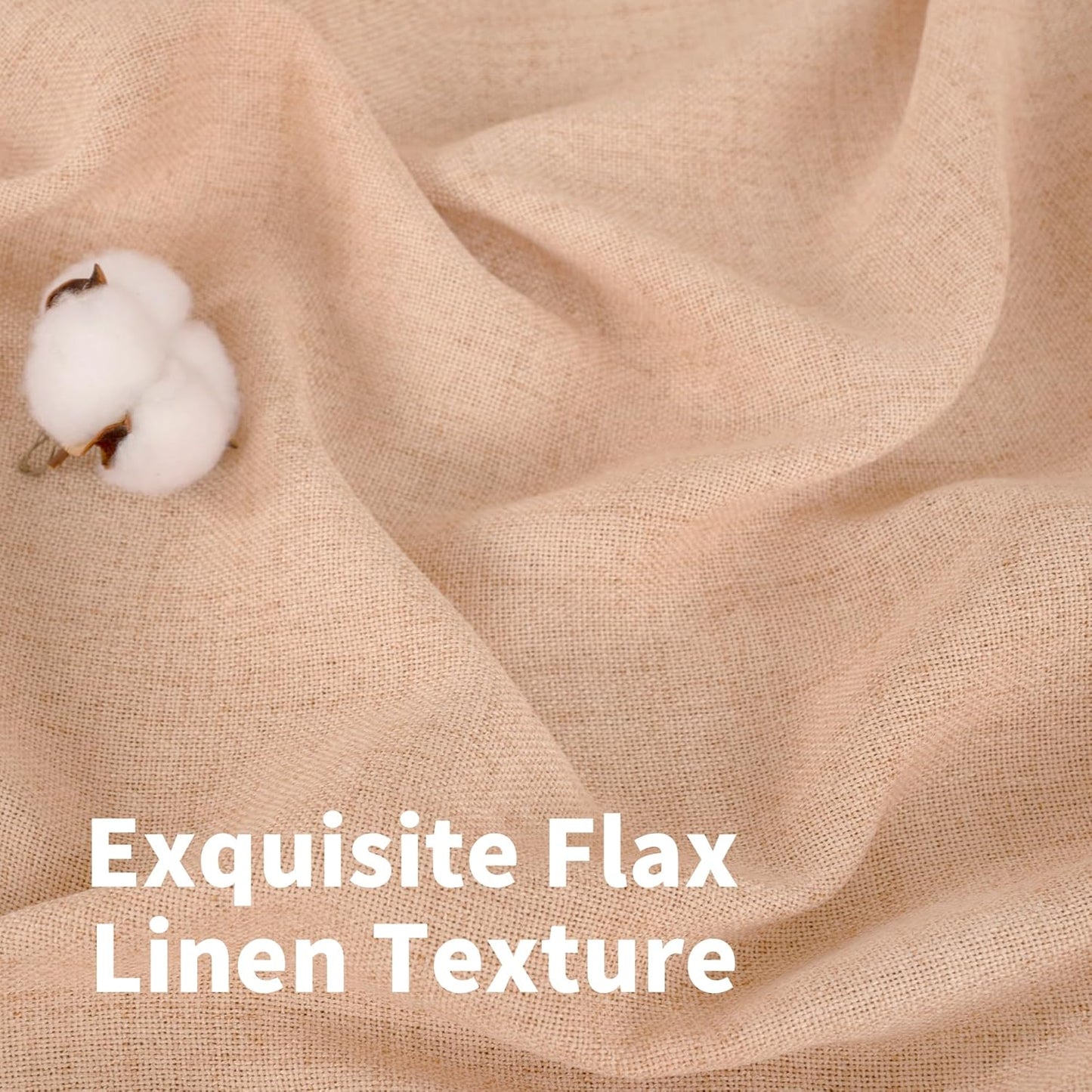 YoungsTex Peach Linen Curtains 90 Inch Length for Living Room, Bronze Grommet Textured Window Drapes Privacy Light Filtering for Bedroom Decorative, 52 x 90 Inch, 2 Panels