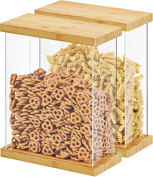 SpaceAid Bamboo Food Storage Container - Airtight Cereal Containers with Lids, Kitchen Cereal Canisters Pantry Organizers and Storage for Rice, Flour, Coffee, Snack, Small 2 Pack