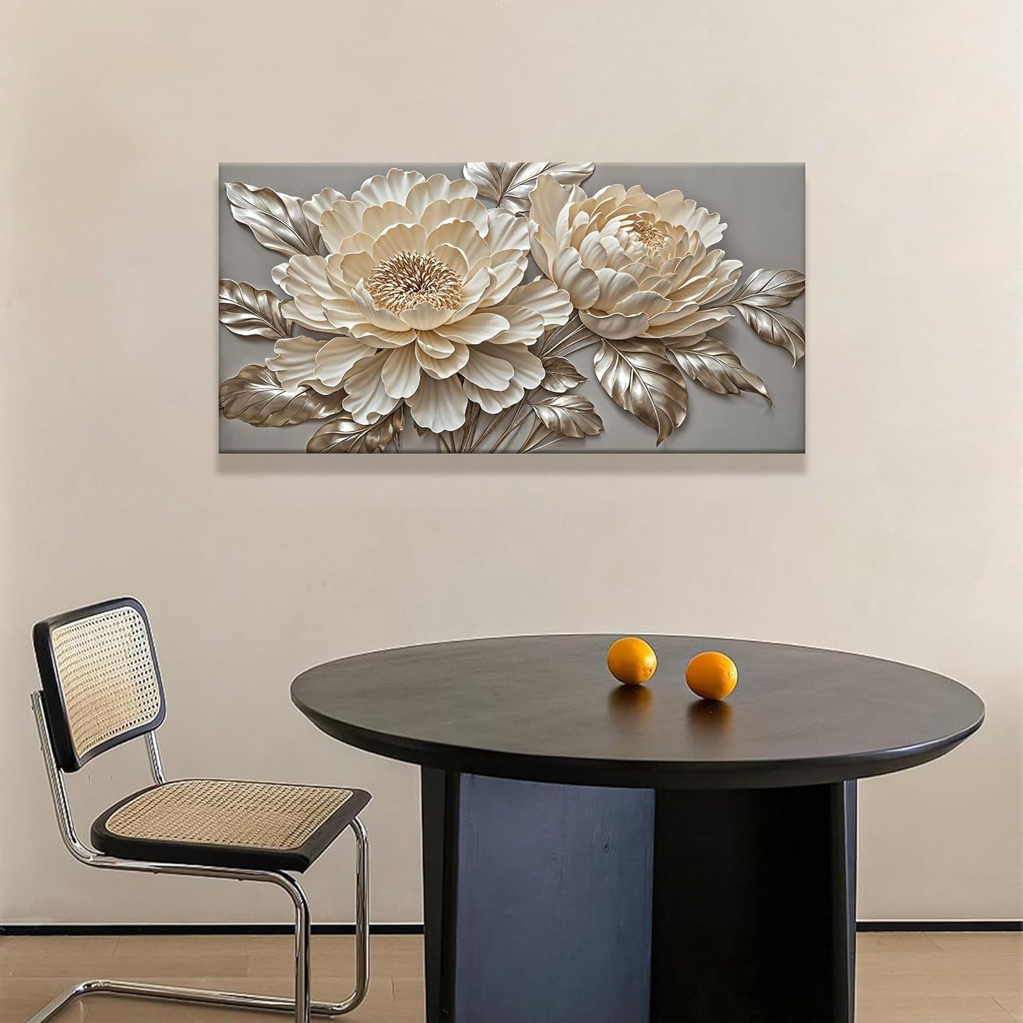 Tsomzxng Modern Wall Art White Wall Art Minimalist Elegance Canvas Art Wall Decor Painting Artwork White Flower Wall Decor Prints Pictures For Bedroom Office Home Decoration 20" X 40"