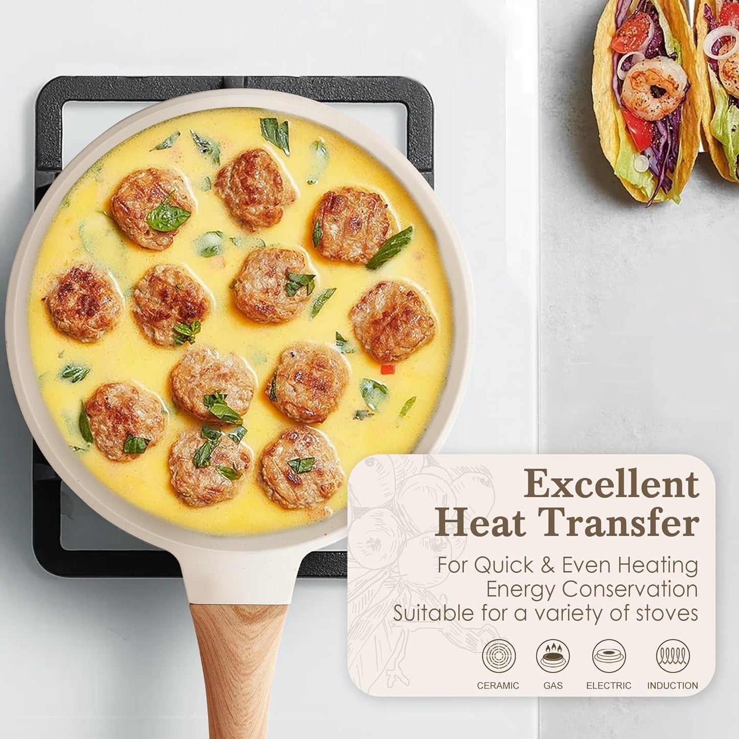 Frying Pans Non stick - 3 PCS Nonstick Frying Pan Set Omelette Pans for Cooking Set, Granite Skillet Set Kitchen Induction Cookware Chef's Pan Gift, 8", 9.5" &11", Coral Pink