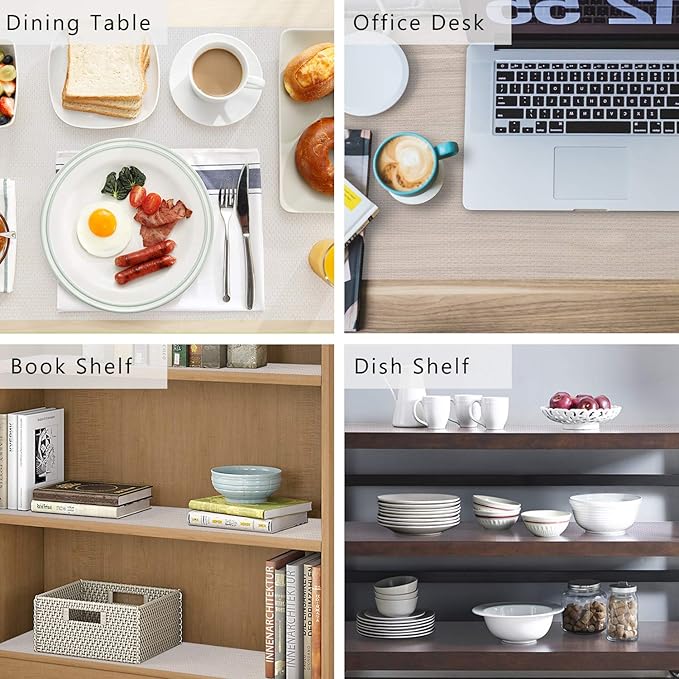 HooTown Refrigerator, Fridge, Shelf Liner and Drawer Mats 17.5 Inch Wide x 16.4 Feet Long, Non Slip EVA Plastic Washable Waterproof Pads for Kitchen Cabinet, Pantry Closet, Cupboard, Transparent