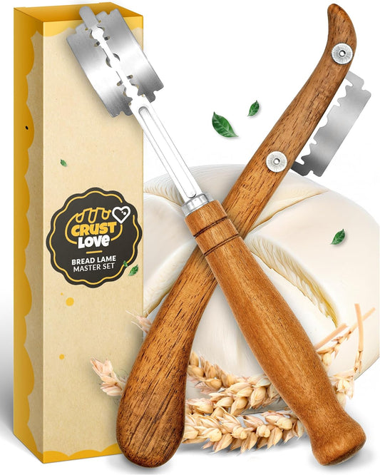 2pcs Set Bread Lame with 5 Blades – Sourdough Scoring Tool Set with Straight & Curved Scoring Knife for Sourdough and Bread Baking, Dough Scorer, Bread Scoring Tool, Bread Baking Supplies