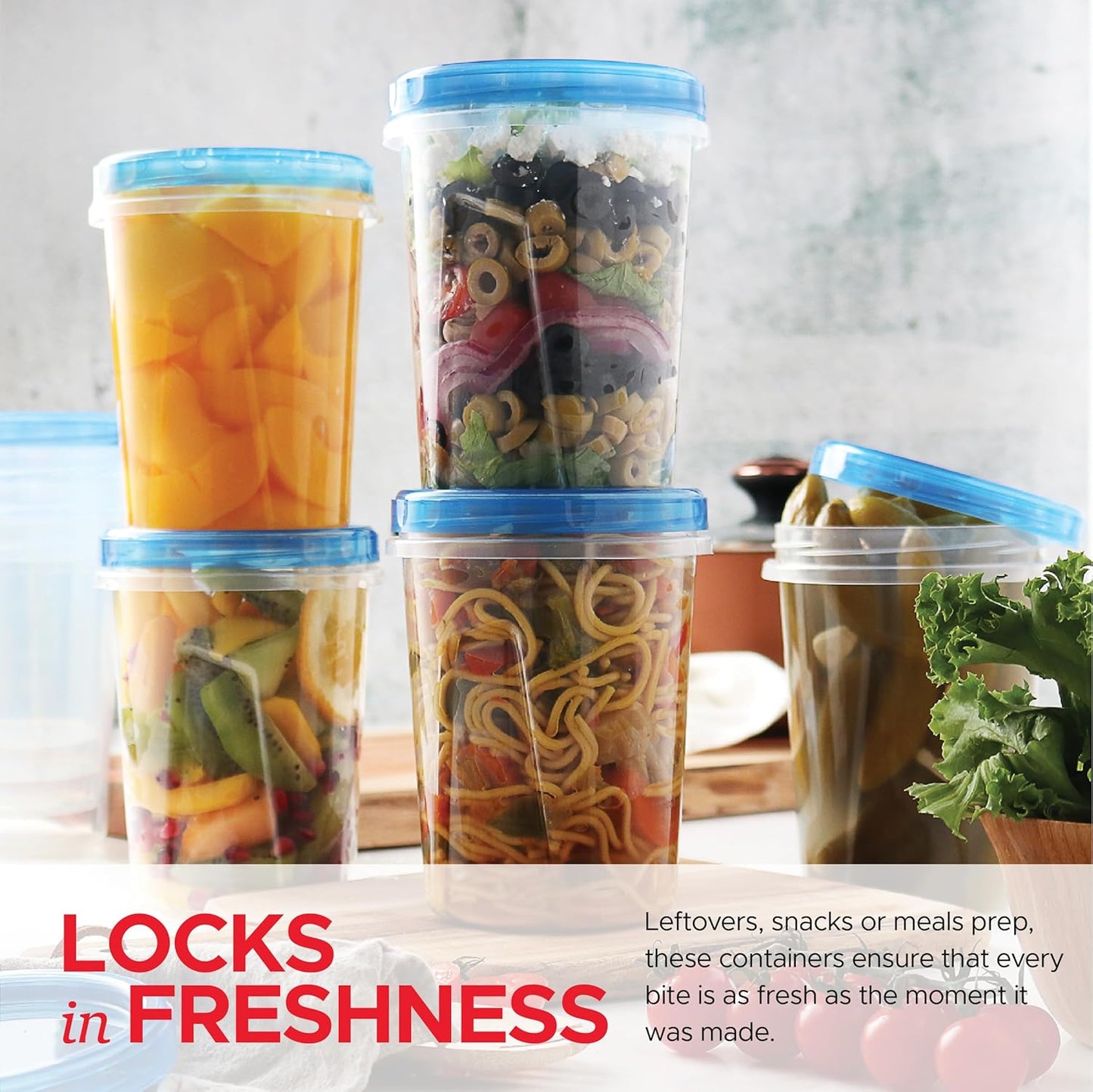 Tafura 12 Pack Leakproof Freezer Containers for Food with Twist Top Lids - 32 Oz BPA Free Reusable Plastic Soup Containers with Screw On Lids - Ideal for Meal Prep, Leftovers & Pantry Organization