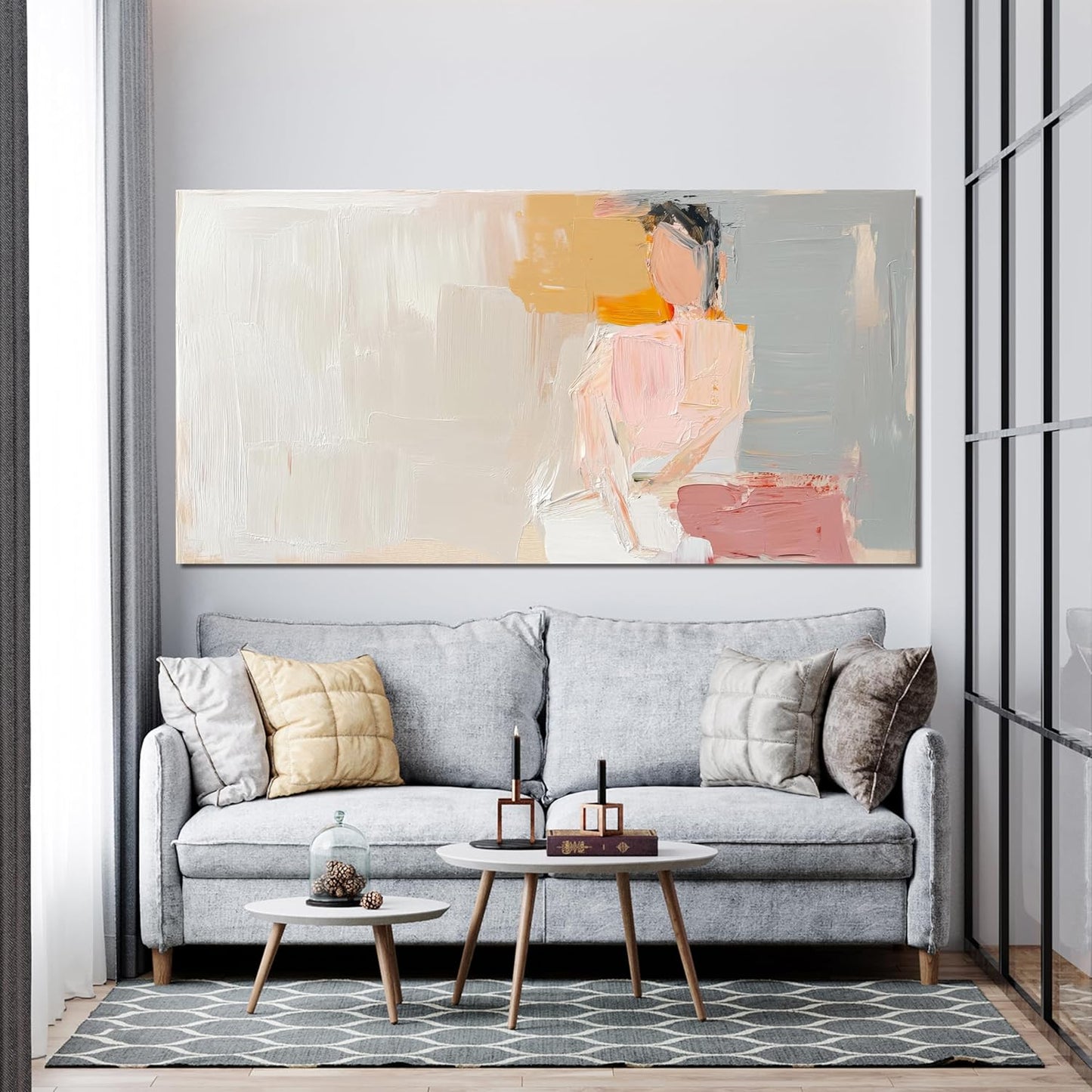 Abstract Canvas Wall Art Decor Large Wall Art Pictures for Living Room Artwork for Walls Abstract Canvas Art Wall Decor Pink Wall Art Paintings Prints Art Work for Room Office Home Wall Decor 24"x48"