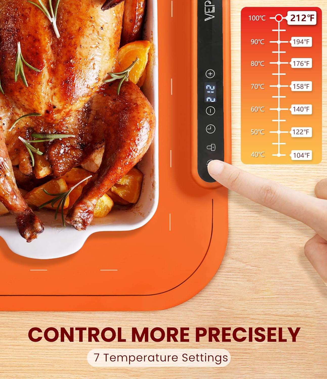 Food Warming Mat for Buffet, VEPOKA Food Warming Mats for Countertop, Silicone Heating Mat with 7 Temperature Levels& Auto Shut-Off, Food Warmers for Parties, Gatherings, Everyday Use