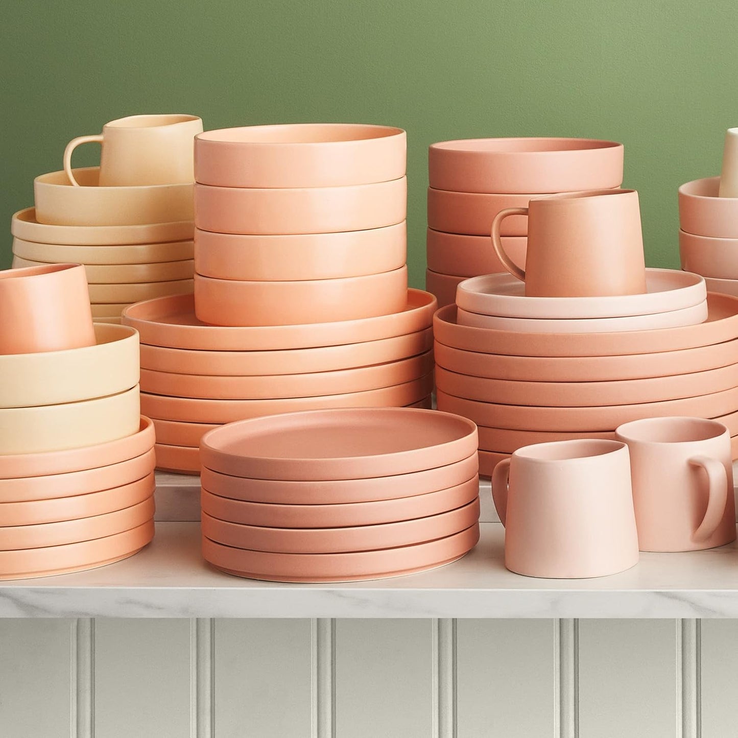 Stone lain Stella Pasta Bowl 6-Piece Set, Round, Porcelain, Peach