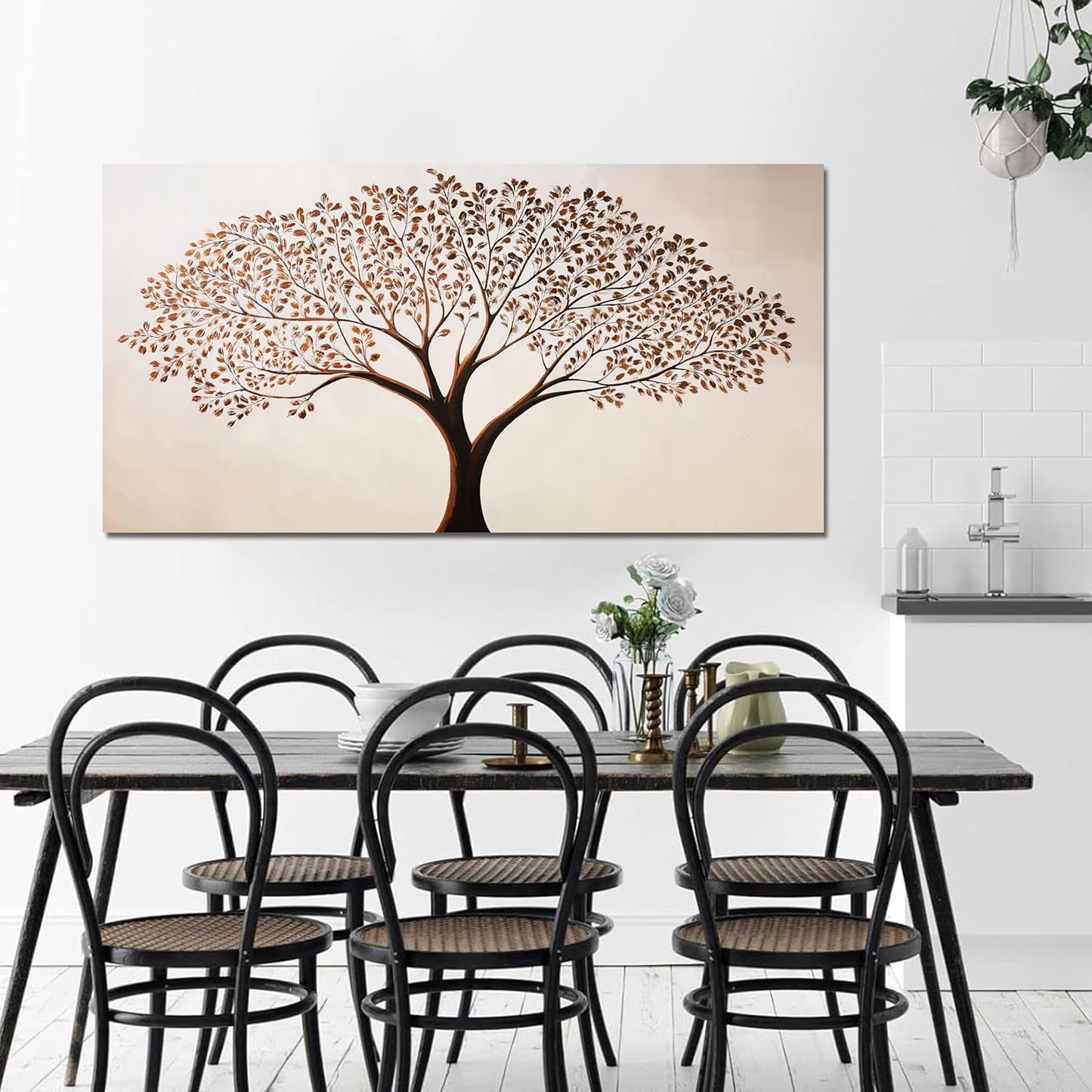 Canvas Art Wall Decor Modern Tree of Life Wall Art Prints Minimalist Botanical Wall Art Decorations Wall Art Pictures for Living Room Browm Artwork for Walls Bedroom Office Decor Aesthetic 20" X 40"