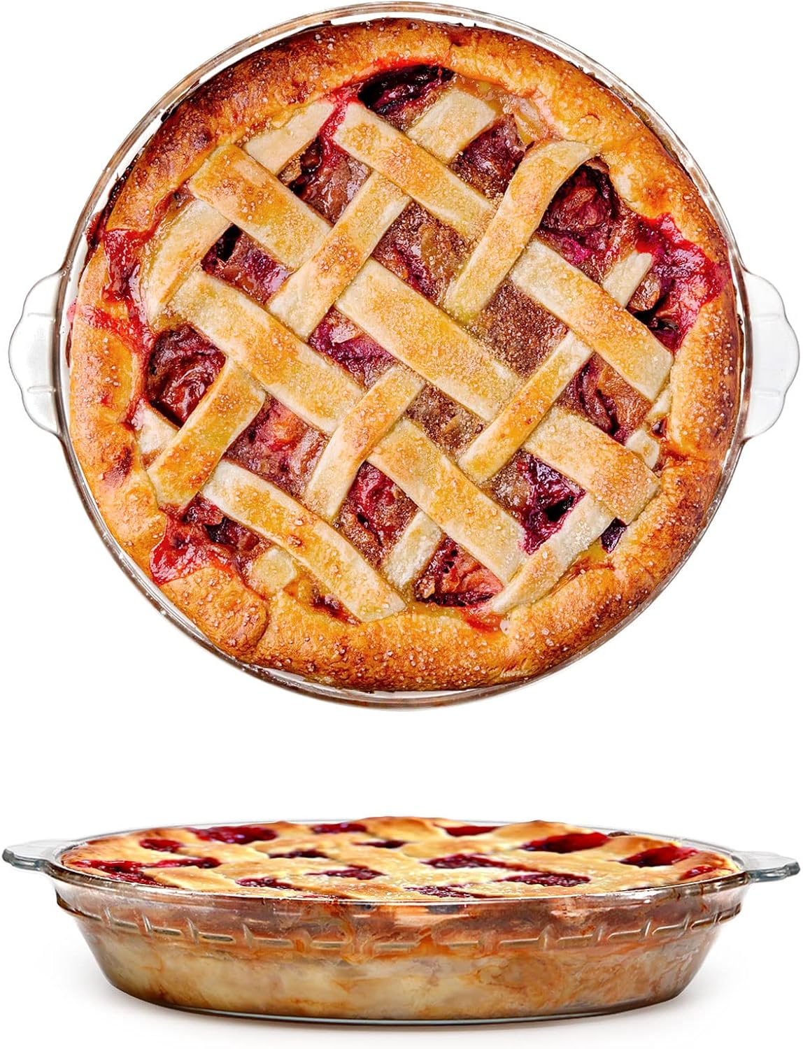 ZYER Glass Pie Plate Round Glass Pie Pan for Baking Pie Baking Pan 47oz Pie Dish, 9.5 Inch