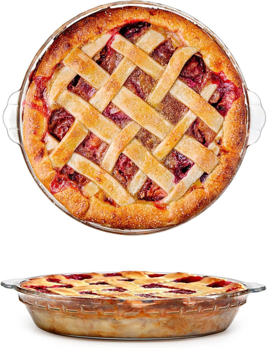ZYER Glass Pie Plate Round Glass Pie Pan for Baking Pie Baking Pan 47oz Pie Dish, 9.5 Inch